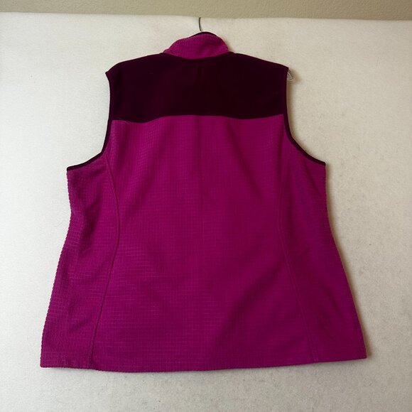 Lands End vest sz 1X Grid Fleece Pink Magenta Full Zip Waffle Knit Outdoor - Picture 6 of 6